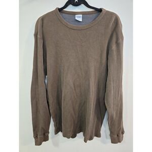 Old Navy Brown Waffle Knit Thermal Long Sleeve Shirt Men's XL 100% Cotton